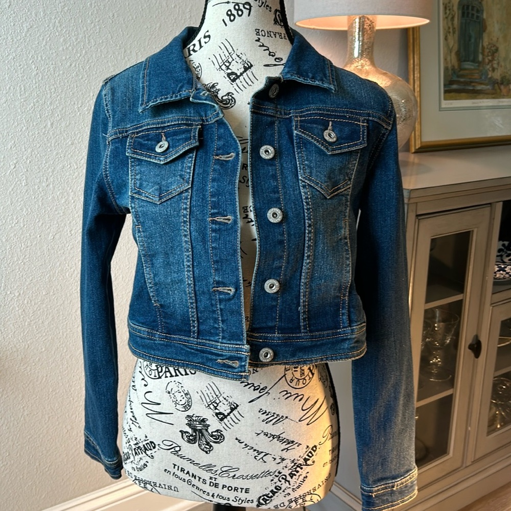Cropped Arizona Jeans Co Jean Jacket Size XL 16 - Picture 1 of 12